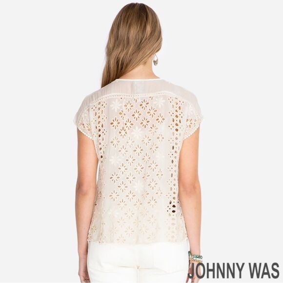 Johnny Was **NWT** Leith Lace Eyelet Top in Natural - Picture 3 of 8
